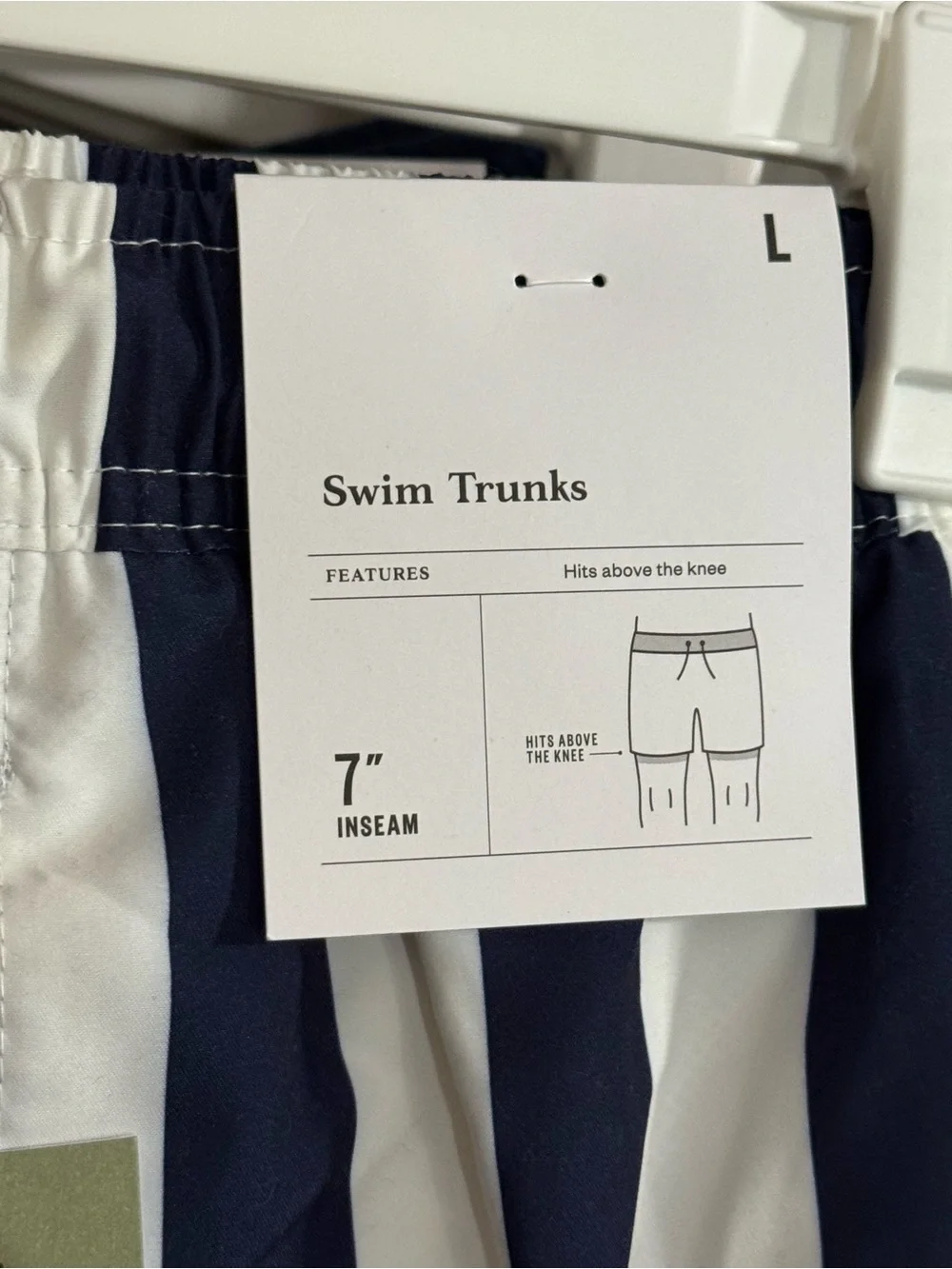 Goodfellow 7” Swim Trunks Navy Blue & White Stripe with Liner NWT